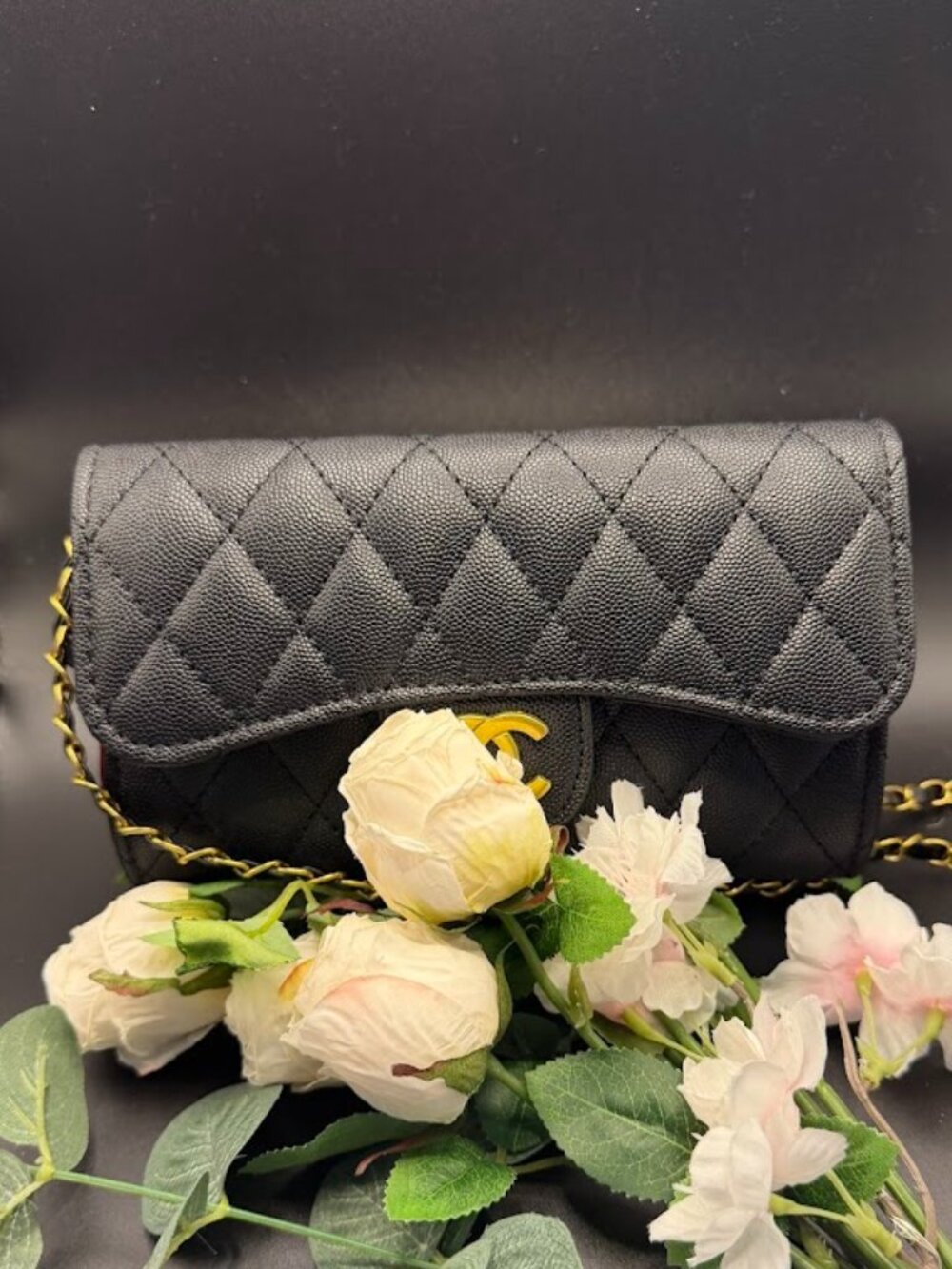 Classic Quilted Crossbody Handbag Black Gold Chain Flap Bag